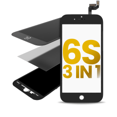 3 i 1 (Frontglas + Ram + OCA förmonterat) för iPhone 6S (Svart) (2-pack) svart