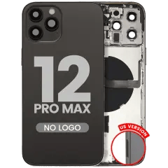 Baksida med smådelar för iPhone 12 Pro Max (amerikansk version) (Aftermarket Plus) (Grafit) svart