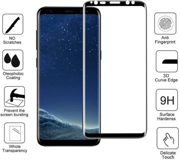 4 st top kvalitet heltäckande skärmskydd för Samsung S8 plus