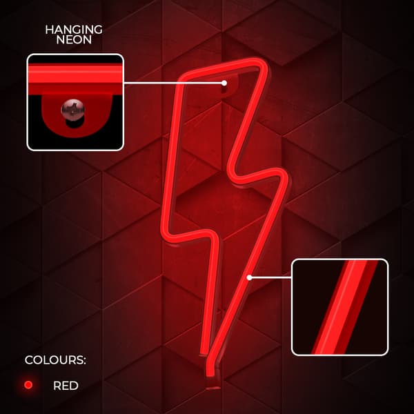 Neon LED-ljus BOLT röd fladdermus + USB FLNE06 Forever Light