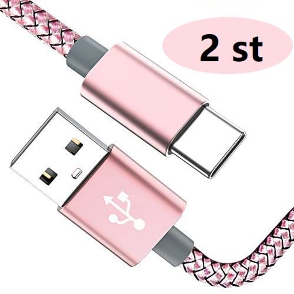 2 st 2m top kvalitet USB-C rosa Pink