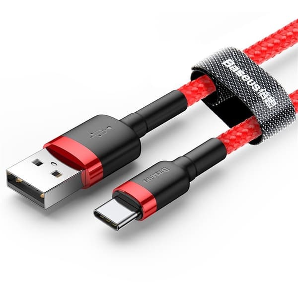 1 st super kvalitet Baseus cable Cafule USB - USB-C 3m 2A red röd