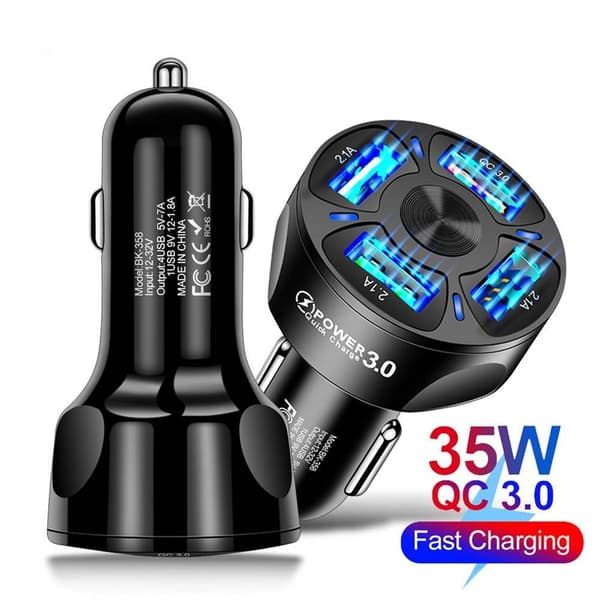 3-Portar USB-billaddare