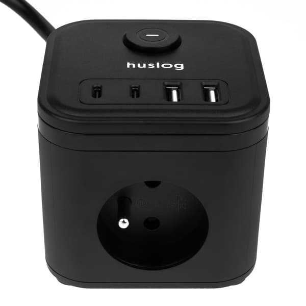 Huslog kubförlängningssladd med USB