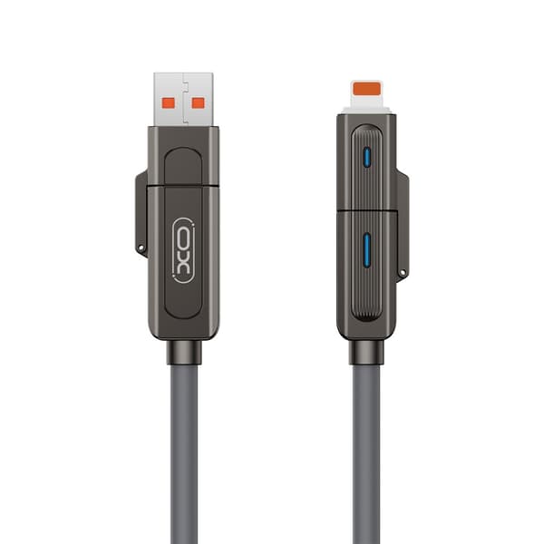XO-kabel NB275 4-i-1 USB-C - Lightning + USB - USB-C 60W 1,0m grå