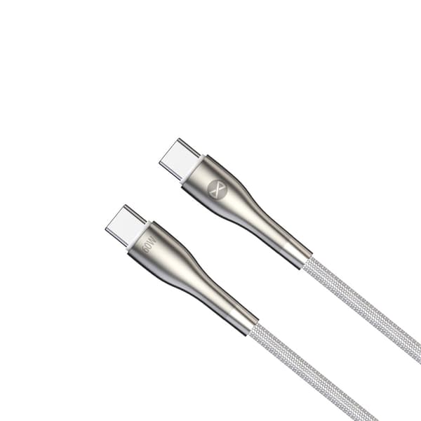 Forever Sleek-kabel USB-C - USB-C 1,0 m 60W vit