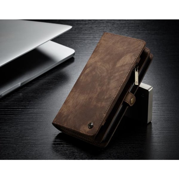 CaseMe (008)med dragkedja plånbok för iphone 7 brun Espresso