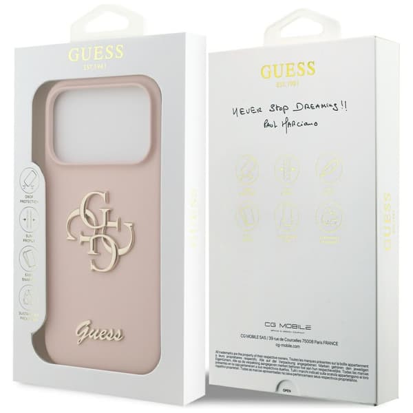 Guess Silicone Big 4G Script skal för iPhone 17 Pro Rosa
