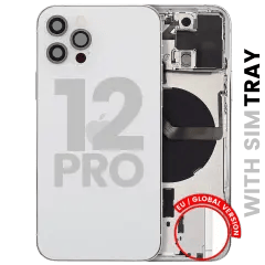 Baksida med smådelar för iPhone 12 Pro (EU / Global version) (Begagnad OEM-del: Klass B) (Silver)