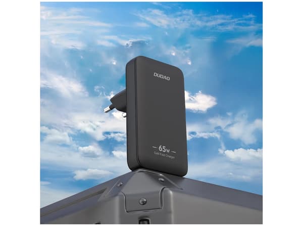 Dudao A65Q Adapter 65Watt GaN 1xUSB-C + 1xUSB-A Svart svart