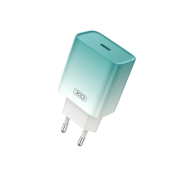 XO väggladdare CE18 PD 30W 1x USB-C blå-vit + kabel USB-C - Lightning