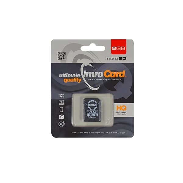 Imro minneskort 8GB microSDHC cl. 10 + adapter