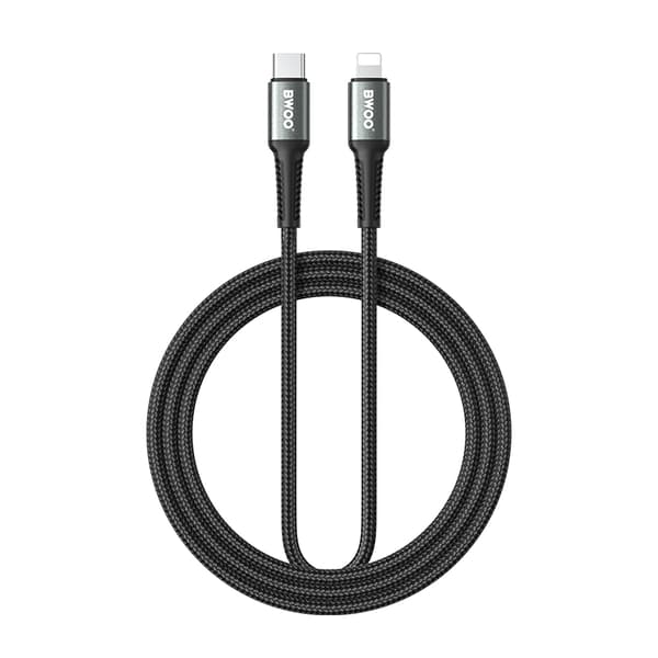 BWOO Flätad kabel USB-C - Lightning 2m 30W svart svart