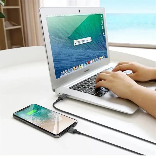 2 st 3m långt Nylon Flätad USB-kabel för iPhone guld