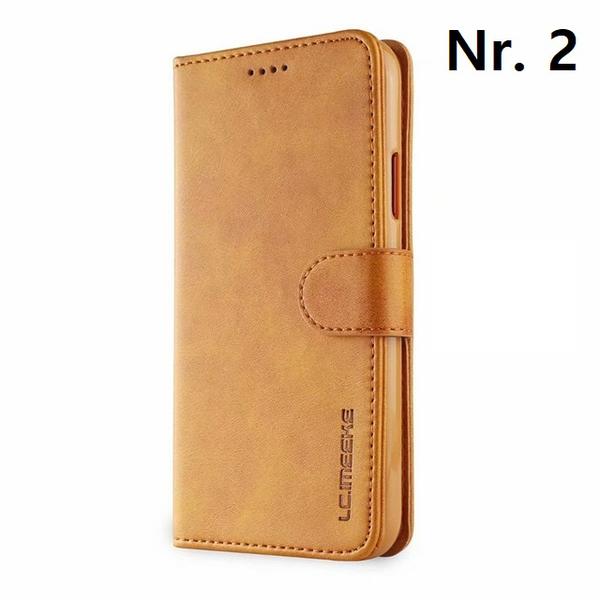 Lyxigt läderplånbok för iPhone 11 pro max mörkbrun DarkBrown