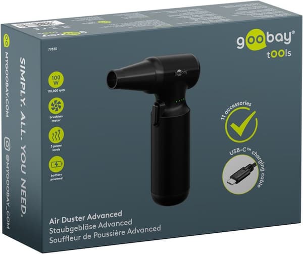 Air Duster Advanced, black - cleaning set incl. 8