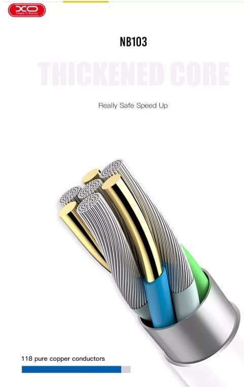 2 st 2m XO USB-A till Lightning-kabel vit