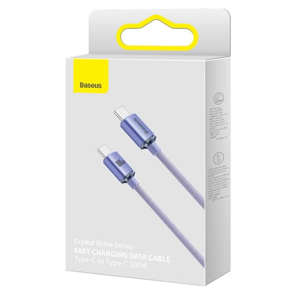 Baseus kabel Crystal Shine USB-C - USB-C 1,2 m 100W lila