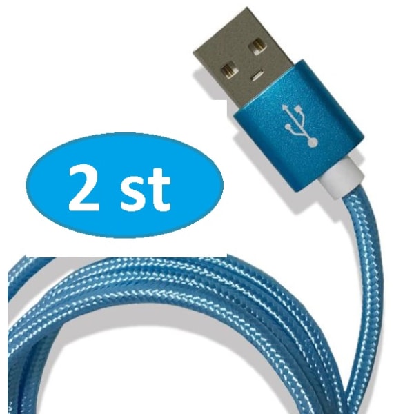 2 st 1m iphone kabel ljusblå