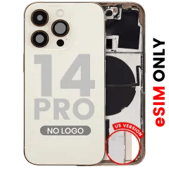 Baksida med smådelar för iPhone 14 Pro (amerikansk version) (Eftermarknad Plus) (Guld)