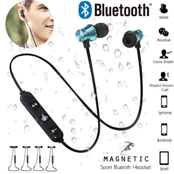 Magnetisk bluetooth hörlurar|svart