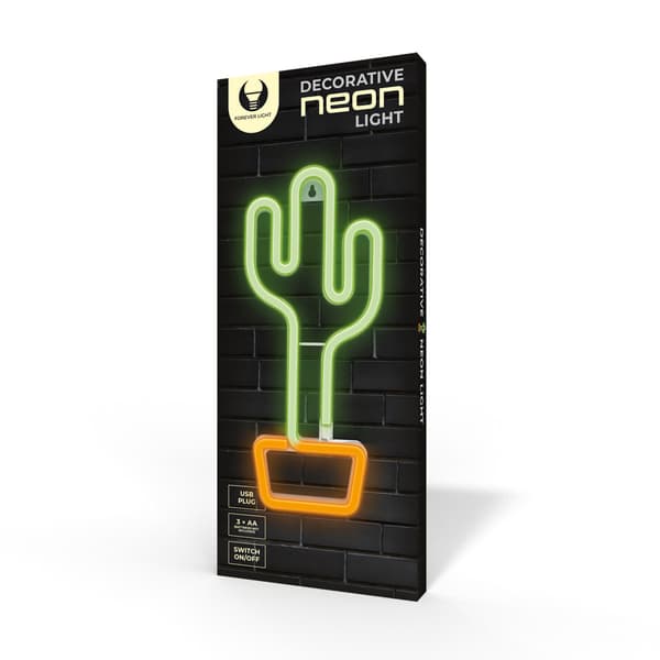 Neon LED-ljus CACTUS orange grön Bat + USB FLNE02 Forever Light