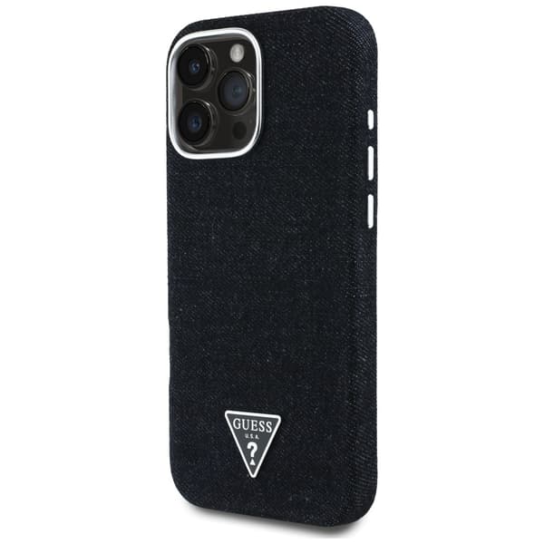 Guess HC MagSafe FW Denim Triangle Logo Case for iPhone 16 Pro Black