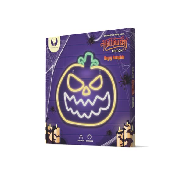 Neon PLEXI LED ANGRY PUMPKIN gul vit FPNE14 Forever Light