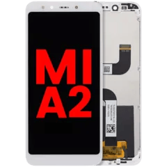 LCD-enhet med ram för Xiaomi Mi A2 (Eftermarknad Plus) (Vit)
