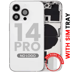Baksida med smådelar för iPhone 14 Pro (EU / Global version) (Eftermarknad Plus) (Silver)