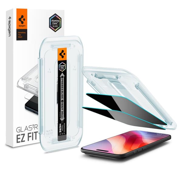 Spigen härdat glas Glas Tr ”Ez Fit” 2-pack för iPhone 17 Air Privacy