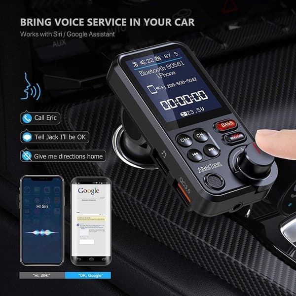 Snabb billaddare Bluetooth 5.0 FM-sändare EQ Mode