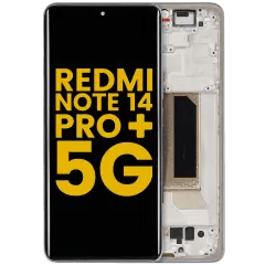 OLED-enhet med ram för Xiaomi Redmi Note 14 Pro Plus 5G (renoverad) (Frost Blue) blå