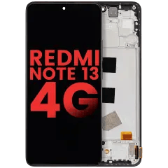 OLED-enhet med ram för Xiaomi Redmi Note 13 4G (Eftermarknad Plus) (Midnattsvart)