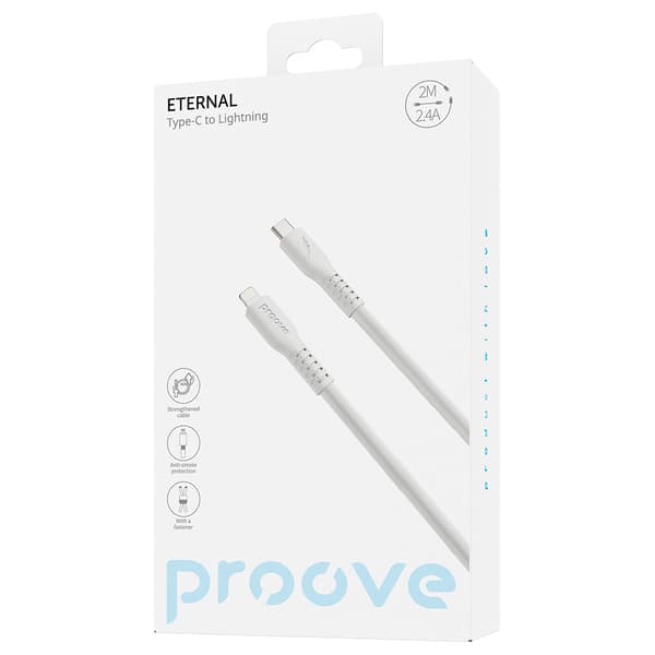 Proove USB-C to Lightning Cable 2m 3A - White, Durable