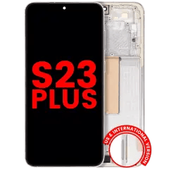 OLED-enhet med ram för Samsung Galaxy S23 Plus (USA och internationell) (Eftermarknad Plus) (Gräddvit) vit