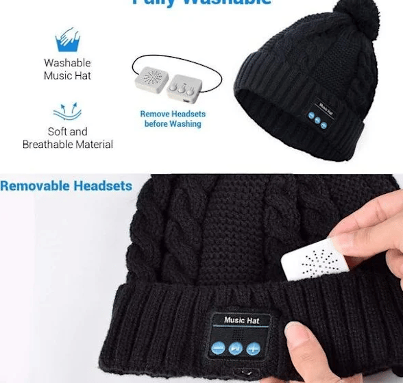Bluetooth-mössa med tofs, svart