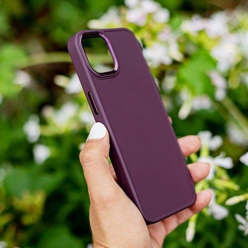 Satinfodral för iPhone 14 Pro 6,1" vinröd