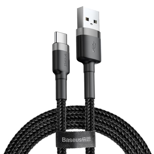 Baseus kabel Cafule USB - USB-C 0,5 m 3A grå-svart svart