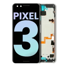 OLED-enhet med ram för Google Pixel 3 (äkta OEM) (Clearly White)