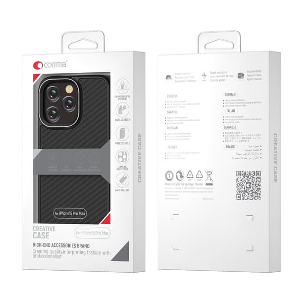 Comma case Kevlar Mag för iPhone 15 Plus svart
