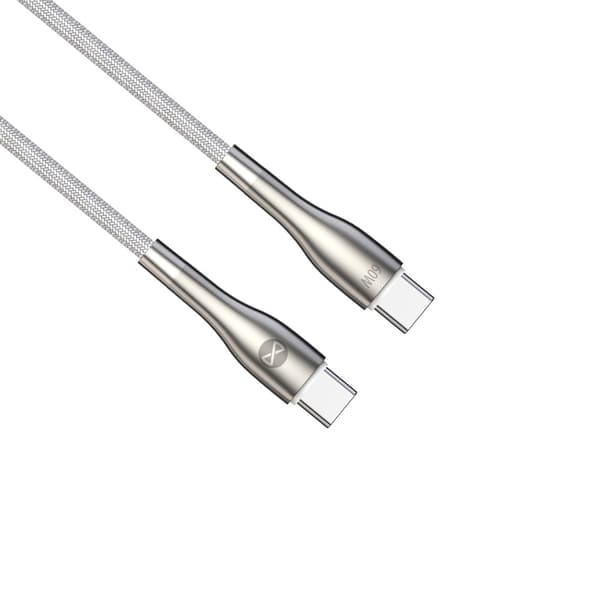 Forever Sleek-kabel USB-C - USB-C 1,0 m 60W vit
