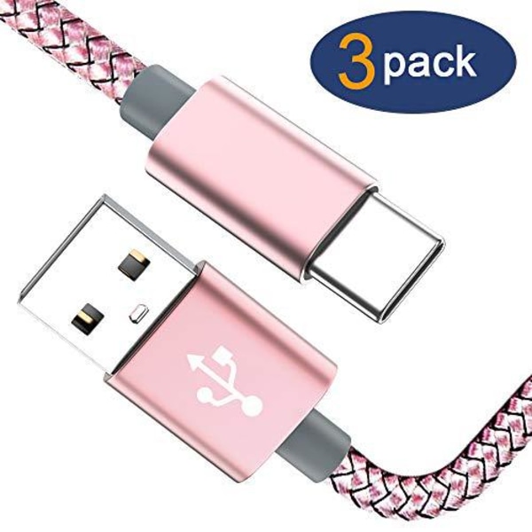 3 st hög kvalitet 2 m  usb-c rosa Pink