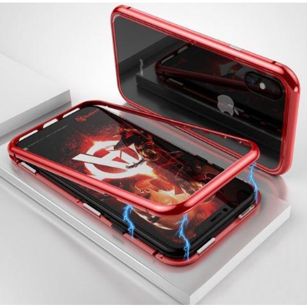 Magnetisk Aluminiummetall med glas för iphone 7/8 röd Red
