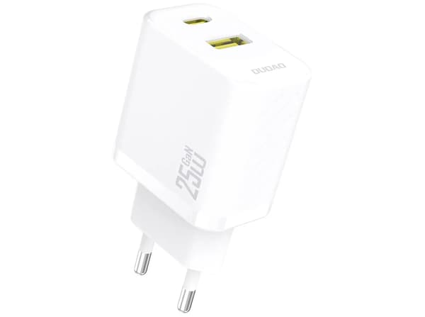 Dudao A26TEU Adapter 25Watt GaN 1xUSB-C 1xUSB-A white vit