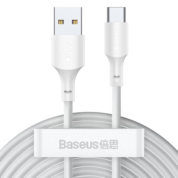 Baseus kabel Simple Wisdom USB - USB-C 1,5 m 5A vit 2 st vit