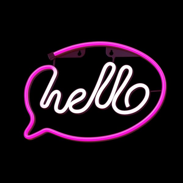Neon LED-ljus HELLO rosa vit Fladdermus + USB FLNE15 Forever Light