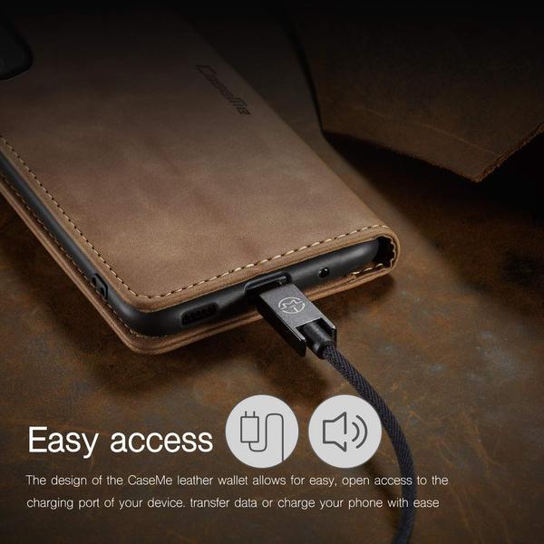 CaseMe 13 plånbok Läderfodral  för Samsung A51 vinröd WineRed