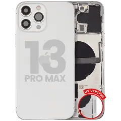 Baksida med smådelar för iPhone 13 Pro Max (amerikansk version) (begagnad OEM-dragning: Grade C) (silver) silver