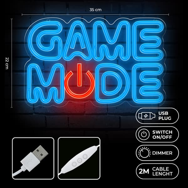 Forever Light Neon PLEXI LED GAME MODE blå röd FPNE38